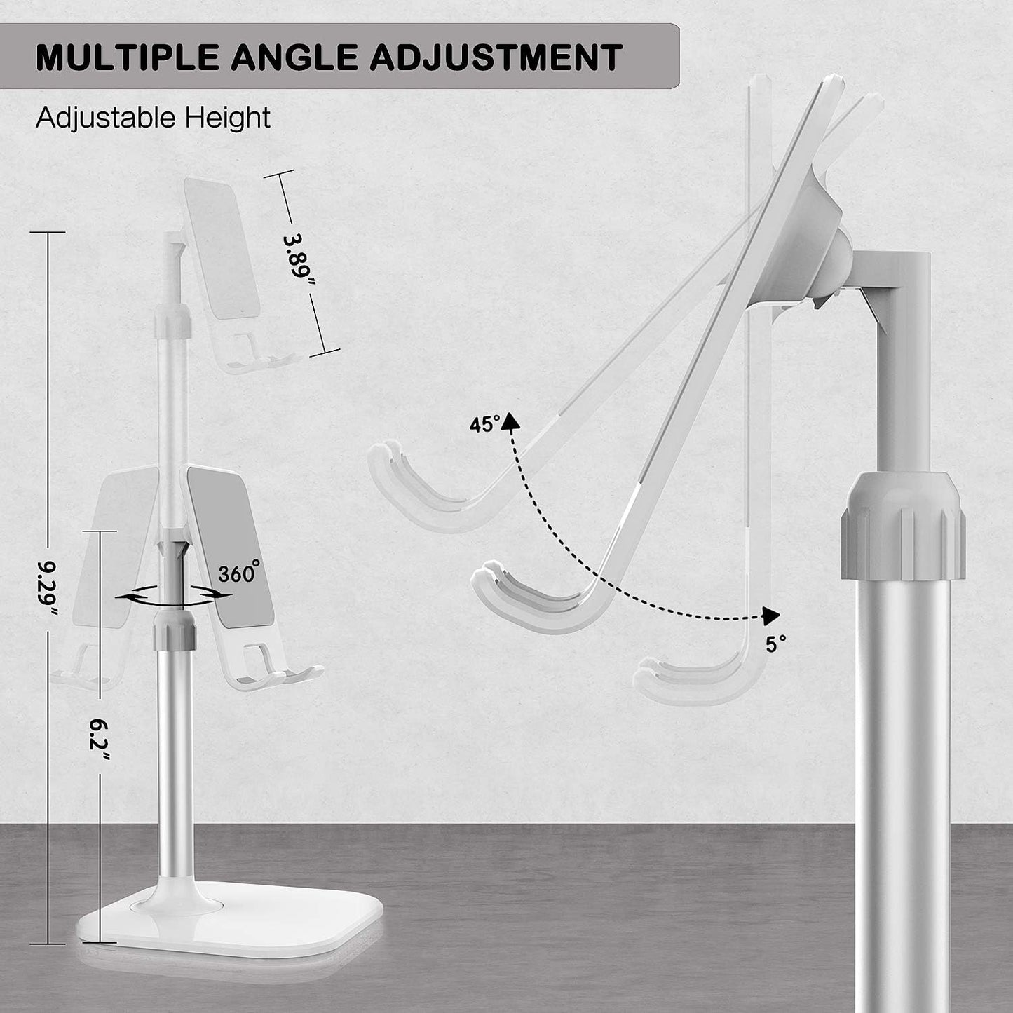 Doboli Cell Phone Stand, Phone Stand for Desk, Phone Holder Stand Compatible with iPhone and All Mobile Phones Tablet, Gifts for Adults Women Men Mom Wife, White