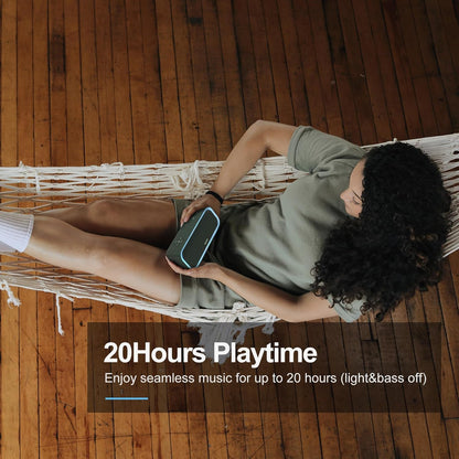 DOSS SoundBox Pro Bluetooth Speaker with 20W Stereo Sound, Active Extra Bass, IPX6 Waterproof, TWS Pairing, Multi-Colors Lights, 20H Playtime, Portable for Outdoor-Cypress Green