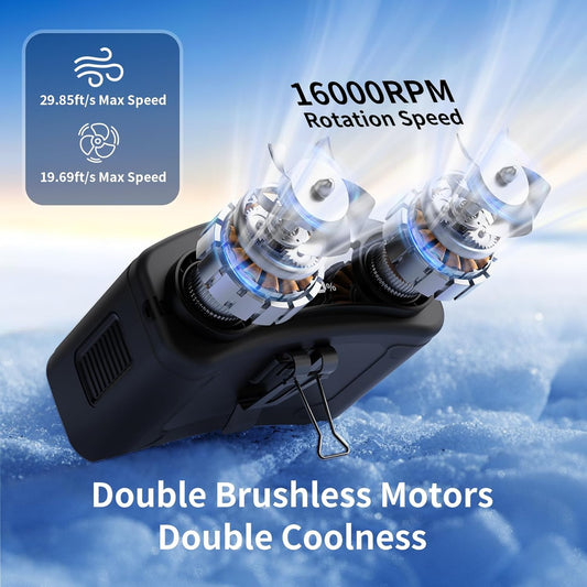 Socool 20000mAh Portable Waist Fan Clip on Wearable Belt Personal Fan Rechargeable, 40H Cooling Battery Operated with 10 Speeds & Dual Air Outlets, Neck Fans Hanging for Outdoor Jobsite Camping