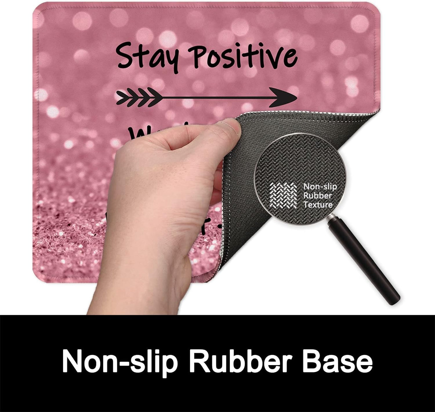 ITNRSIIET Mouse Pad with Stitched Edge Premium Textured Smooth Precise Operation Waterproof Washable Non-Slip Rubber Base Desktop Protection Mat, 10.2×8.3×0.12 inches, Pretty Inspirational Quotes