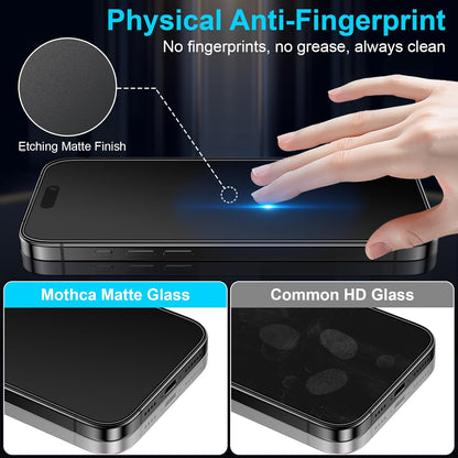 Mothca 2 Pack Matte Glass Screen Protector for iPhone 15 Pro 6.1-inch [Auto Fit Box Dust-Free] Edge to Edge Full Coverage Anti-Glare & Anti-Fingerprint Tempered Glass, Bubble Free, Smooth as Silk