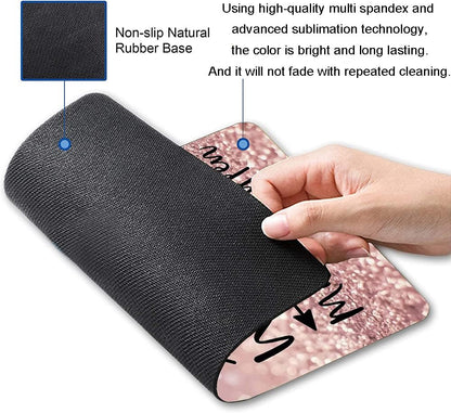 Inspirational Quote Mouse Pad, Stay Positive Work Hard and Make It Happen Motivational Pad for Women, Square Waterproof Non-Slip Rubber Base MousePads Office Laptop