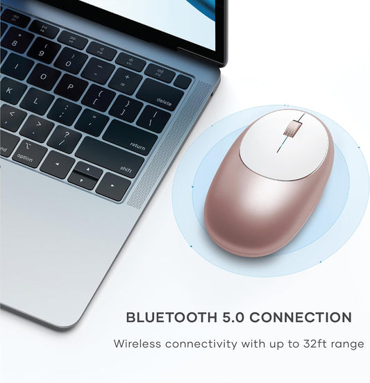 Satechi M1 Wireless Bluetooth Mouse, USB-C Rechargeable, Compact & Portable, for Mac/Windows, Compatible with M4/M3/M2 MacBook, Pro, Air/iMac/iPad Pro, iPhone 16/15/14 & More - Rose Gold