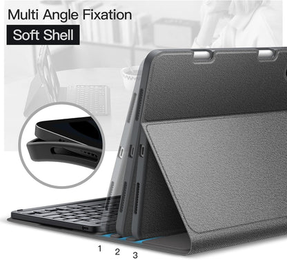 JETech Keyboard Case for iPad Air 11-Inch M3/M2 (2025/2024), iPad Air 5th/4th (10.9-Inch 2022/2020) with Pencil Holder, Magnetic Detachable Bluetooth Keyboard, TPU Back Stand Cover (Space Gray)