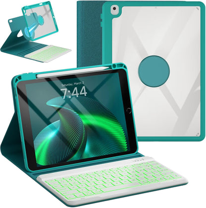 OYEEICE for iPad 9th Generation Case with Keyboard - Detachable Wireless Backlit Keyboard, Upgraded Magnetic Cover with Pencil Holder for iPad 9th/8th/7th Gen, iPad Pro 10.5" & iPad Air 3rd Gen - Teal