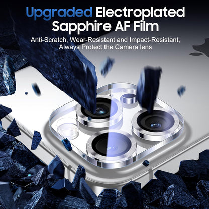 UniqueMe for 3 Pack iPhone 16 Pro/iPhone 16 Pro Max Camera Lens Protector - [Drop Protection] [Case Friendly] 9H Tempered Glass Camera Cover Screen [Update New Version] - Silver