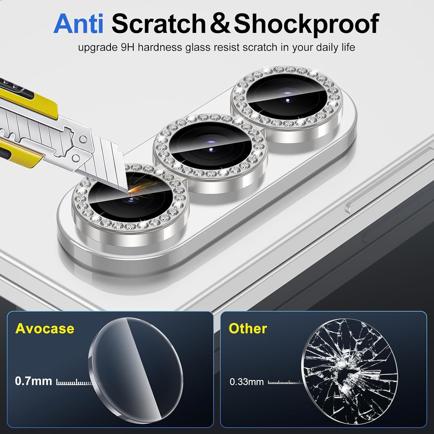 for Samsung Galaxy Z Fold 7 Camera Lens Protector, Individual Metal Ring Tempered Glass Lens Cover, [Strong Adsorption] Scratch Resistant Ultra-Thin HD Clear Lens Cover, 1 Set-Slivery Diamond