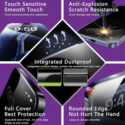 Matte Privacy Screen Protector for iPhone 17, iPhone 16 Pro 6.3-Inch, Auto Dust Removal, 9H Anti-Spy Tempered Glass Film, Full Cover, Anti-Fingerprint, Easy Installation, 2 Pack