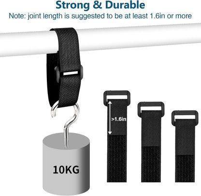 26ft Cut-to-Length Cable Straps 1in Wide with 20pcs Plastic Buckles, Adjustable Cinch Strap Free Cutting, Reusable Hook and Loop Straps for Fastening Cable Ties, Cord Straps, Wire Management