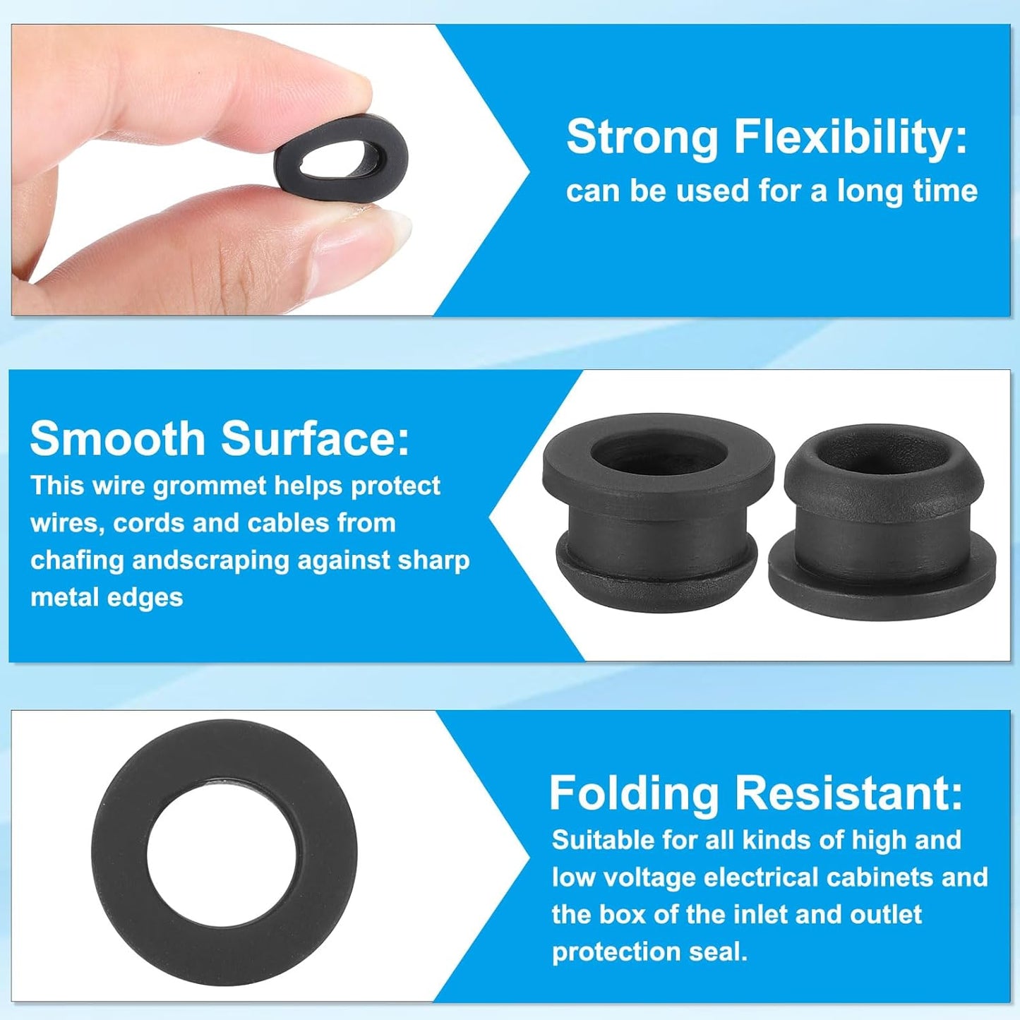 PATIKIL 12mm / 1/2 Inch Drill Hole,3/8 Inch ID Rubber Grommets, 12Pcs Top Hat Grommet for Wiring Eyelet Ring Gasket Automotive Firewall Cable Hole Plugs Wires Protection, Black