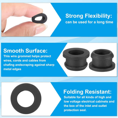PATIKIL 12mm / 1/2 Inch Drill Hole,3/8 Inch ID Rubber Grommets, 12Pcs Top Hat Grommet for Wiring Eyelet Ring Gasket Automotive Firewall Cable Hole Plugs Wires Protection, Black