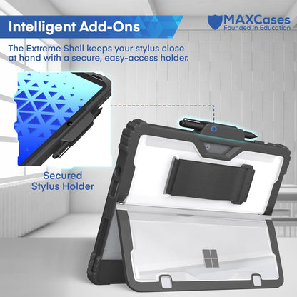 MAXCases Extreme Shell Microsoft Surface Pro 9/10/11 Case, 13" Black - Rugged, Custom-Fit Protective Cover for Microsoft Surface Pro Case with Stylus Holder - Shockproof & Durable Tablet Cover