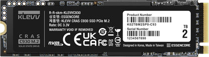 KLEVV CRAS C930 2TB M.2 2280 NVMe PCIe Gen4x4 Internal Gaming SSD Aluminium Heatsink Included, Compatible with PS5, up to 7400MB/s with DRAM Cash (K02TBM2SP0-C93)