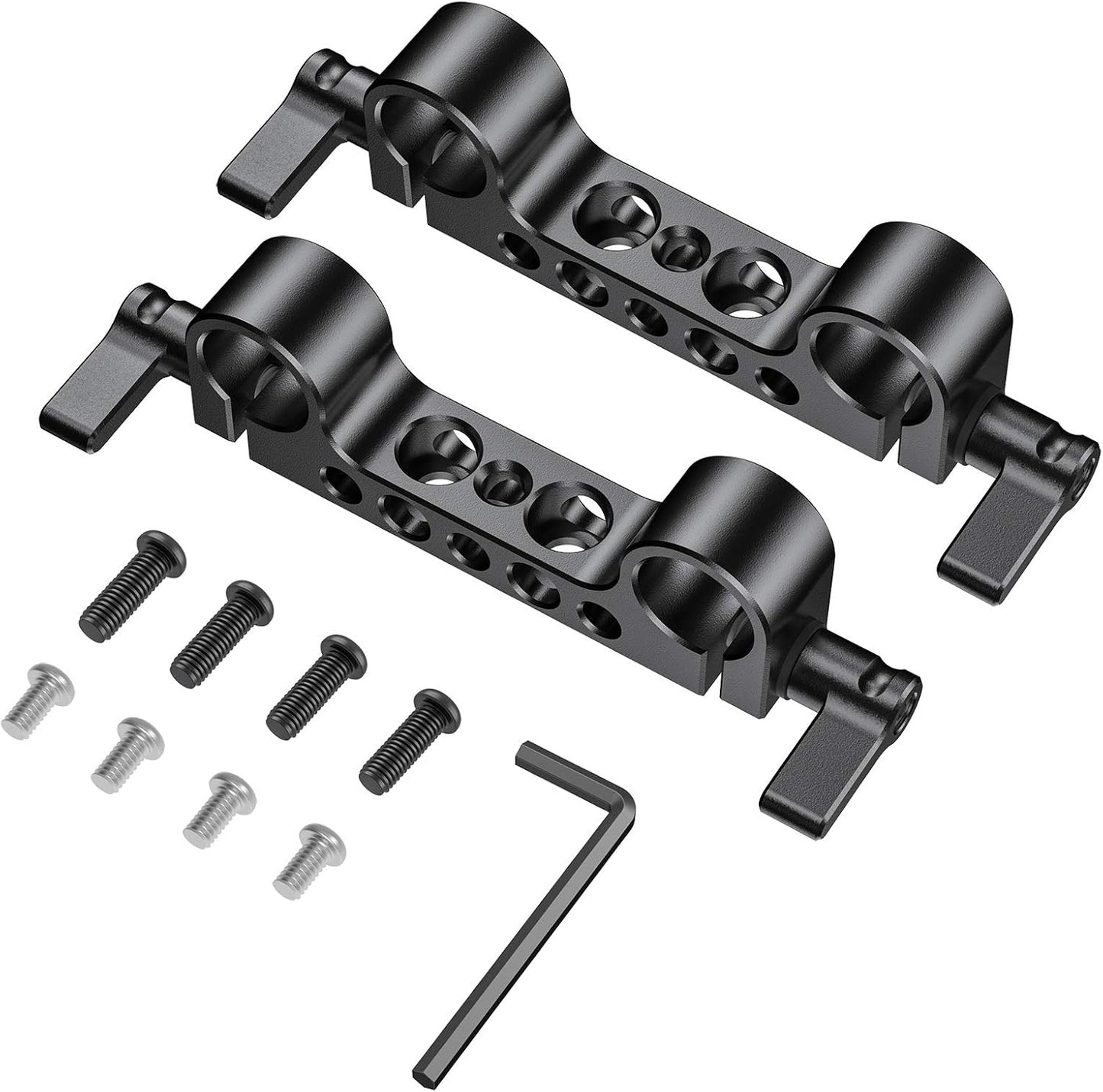 SmallRig Super Lightweight 15mm Railblock, Rod Clamp with 1/4"-20 Thread for Sony for Canon and Other 15mm DSLR Camera Rig Shoulder Support Rail System, Pack of 2-2061