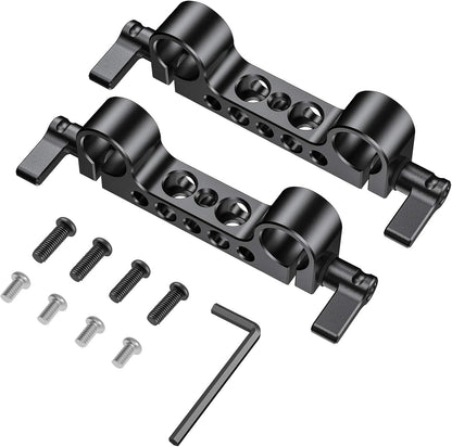 SmallRig Super Lightweight 15mm Railblock, Rod Clamp with 1/4"-20 Thread for Sony for Canon and Other 15mm DSLR Camera Rig Shoulder Support Rail System, Pack of 2-2061