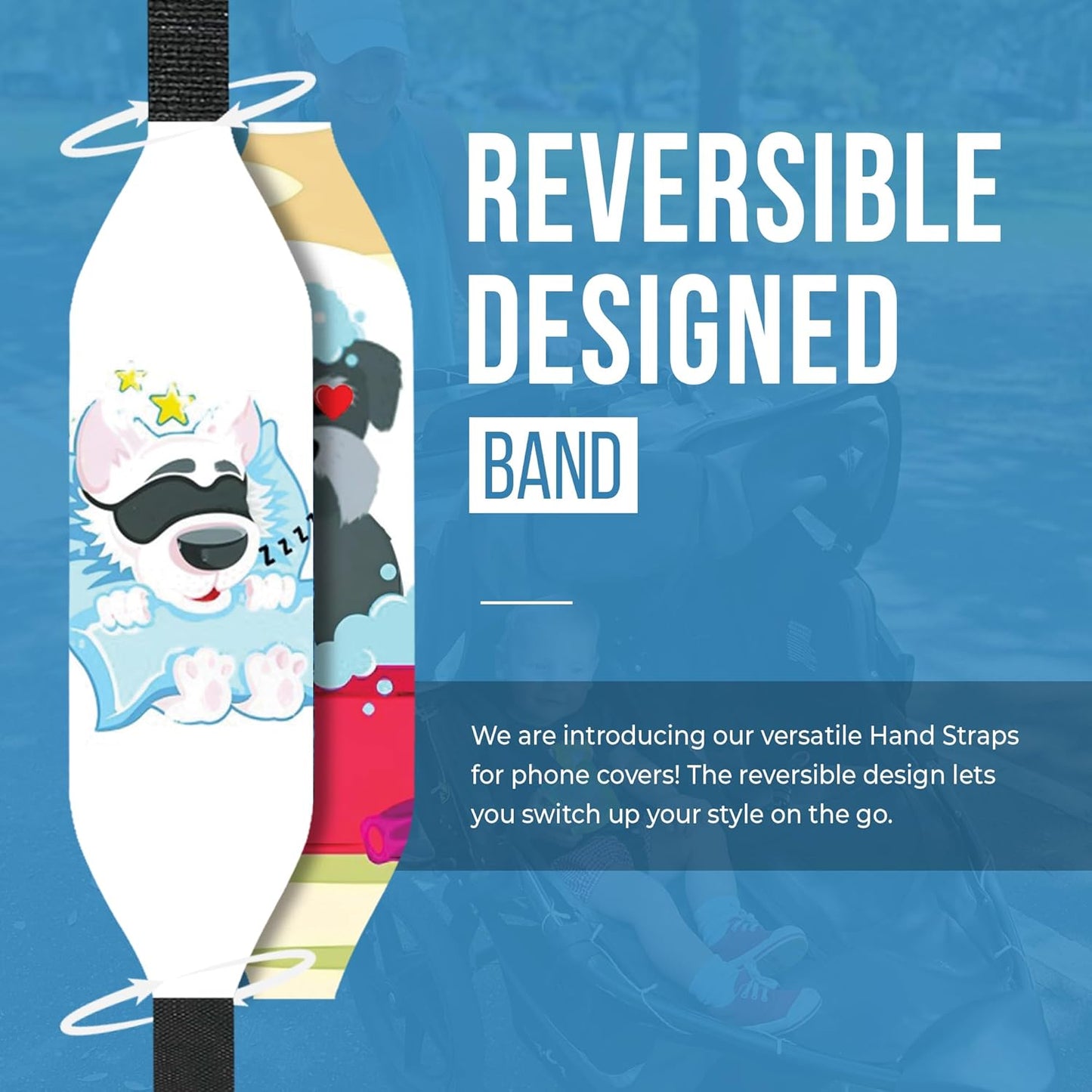 Phone Grip Strap - Reversible Finger Holder for Phone Back, Customizable Anti-Slip Design, Wireless Charging Compatible Detachable Holder for iPhone - Sleepy Shades