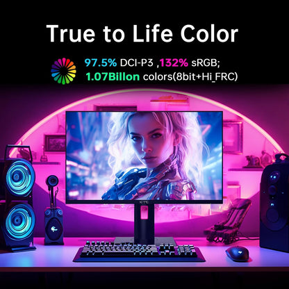 KTC 27" 4K UHD 144Hz Gaming Monitor - Fast IPS Panel 160Hz 1ms GTG, HDR400 132% sRGB, HDMI2.1/DP1.4, VESA Mount, Height/Tilt/Pivot/Swivel Stand, Vertical Monitor Ideal for Gamers, Designers