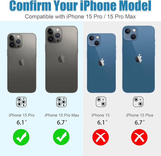 AGVEE 3+3 6 Pack for iPhone 15 Pro/Pro Max, Bling Diamond & Glitter Metal Ring 9H Tempered HD Glass Camera Protector Cover Film, Gold