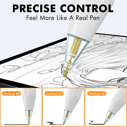 NIUTRENDZ 4 Pack Replacement Tips for Apple Pencil 2nd Generation and 1st Generation Fine Point Metal Tip, Wear-Resistant & Precise Control (1.95mm, White + Blue)