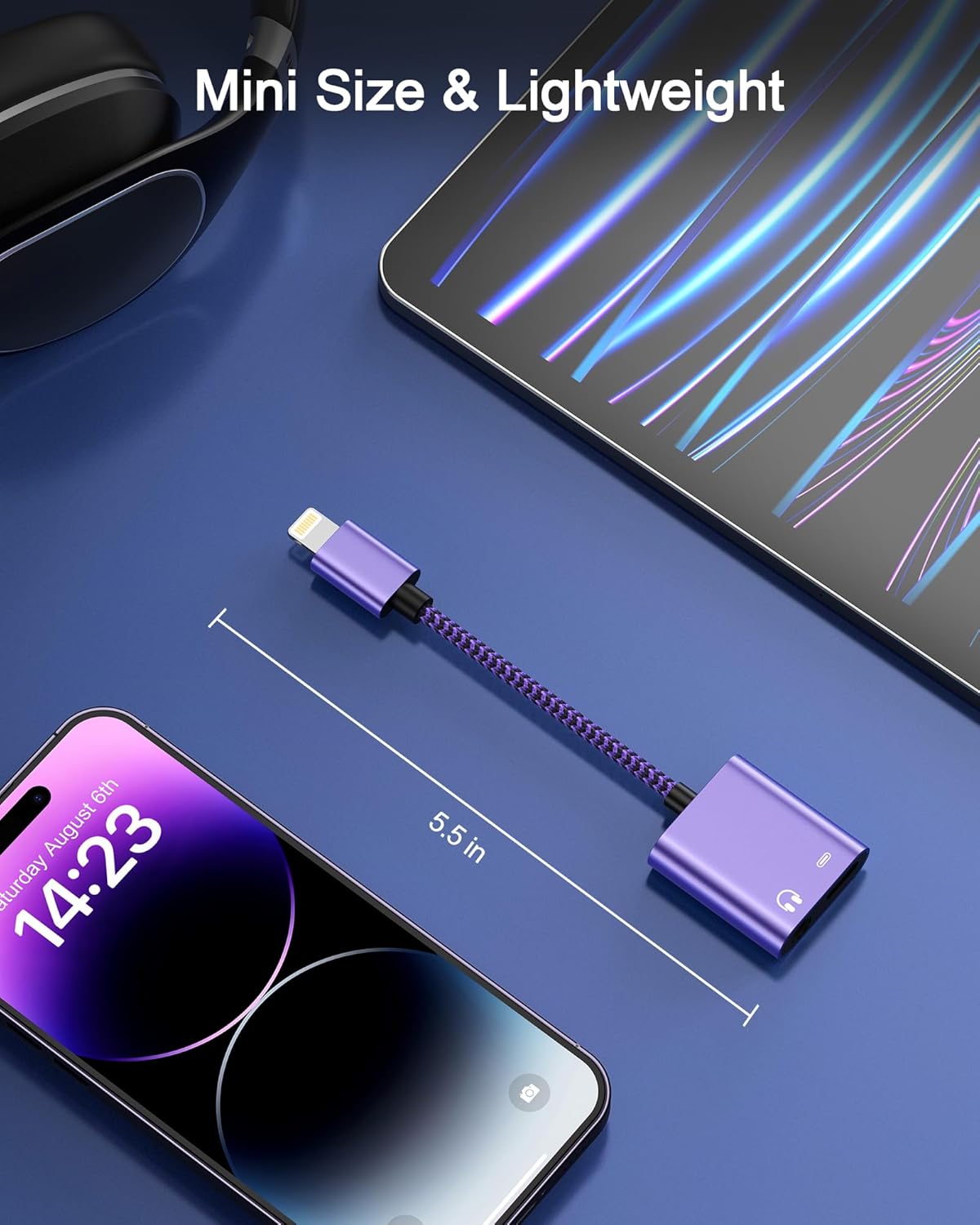 iPhone Dongle Headphone and Charger 2 in 1, Lightning to 3.5mm Audio Jack + Charge Splitter [Mfi Certified] iPhone Aux Adapter Female Converter for Apple 14 Plus 13 12 11 Pro Max XR XS iPad Mini iPod