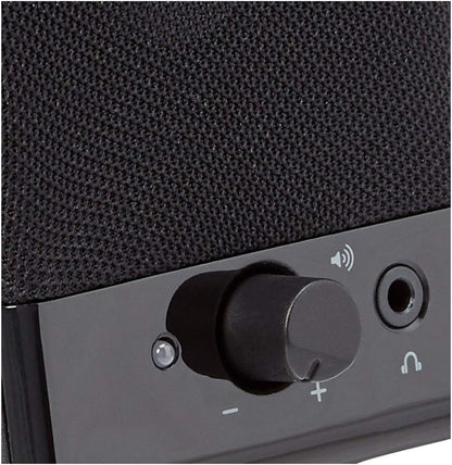Amazon Basics USB-Powered Computer Speakers for Desktop or Laptop PC with Volume Control, Plug-N-Play, Black