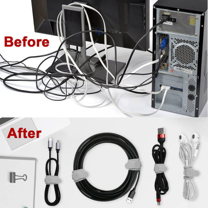 Nearockle 16Pcs Silicone Cable Straps Wire Organizer for Bundling Earphone, Phone Charger, Computer Cords, Reusable Cable Ties Cord Organizer in Home,Office,Kitchen,School(Grey)