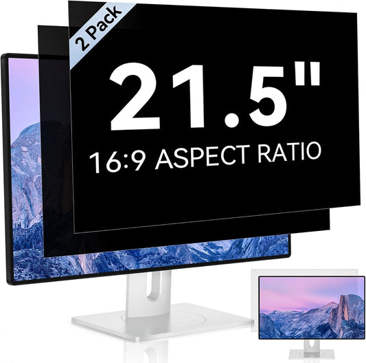 [2 Pack] 21.5 Inch Computer Privacy Screen for 16:9 Aspect Ratio Widescreen Monitor, Eye Protection Anti Glare Blue Light Computer Monitor Privacy Filter, Removable Anti-Scratch 21in Protector