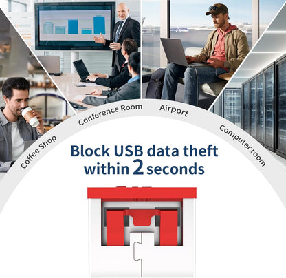 24PCS USB Metal Port Lock Blocker with 2 Keys - Secure USB-A Port Protector for PC/Laptop, Anti-Theft Data Security Lock, Dust & Moisture Proof Cover, Removable Type-A Connector Red