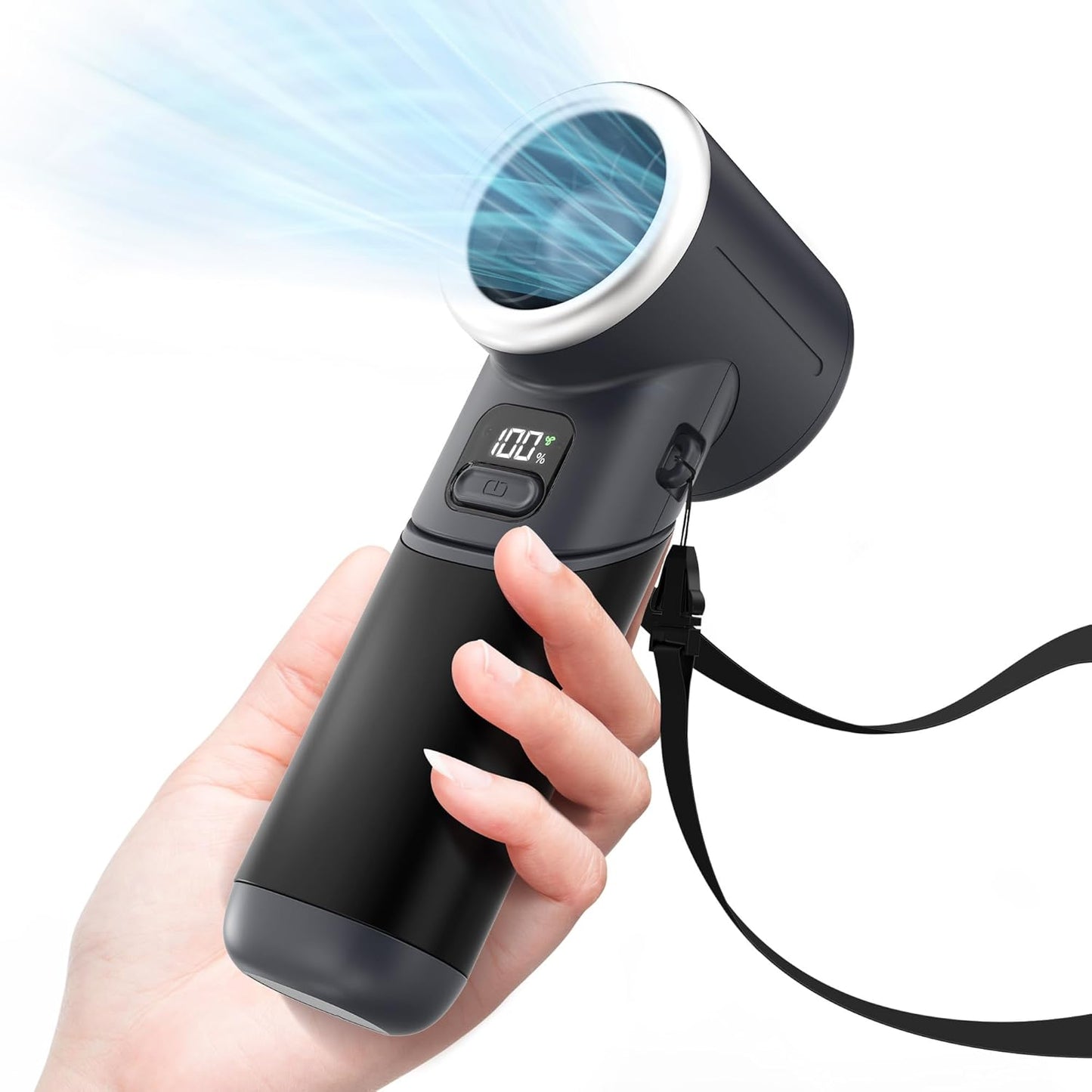 Portable Handheld Turbo Fan, 5000mAh Rechargeable Battery, Max 20Hrs Cooling, 5 Speeds Upto 11000RPM, Rotatable Design,4-IN-1 Personal Pocket Fan with Lanyard for Women Men Travel Beach Makeup Concert