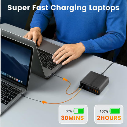 320W USB C Charger Block, 8-Port USB C Charging Station PD 65W PC Laptop Fast Charger Adapter for MacBookPro/Air,DELL,iPad,Portable Charging Station for iPhone,Samsung Galaxy
