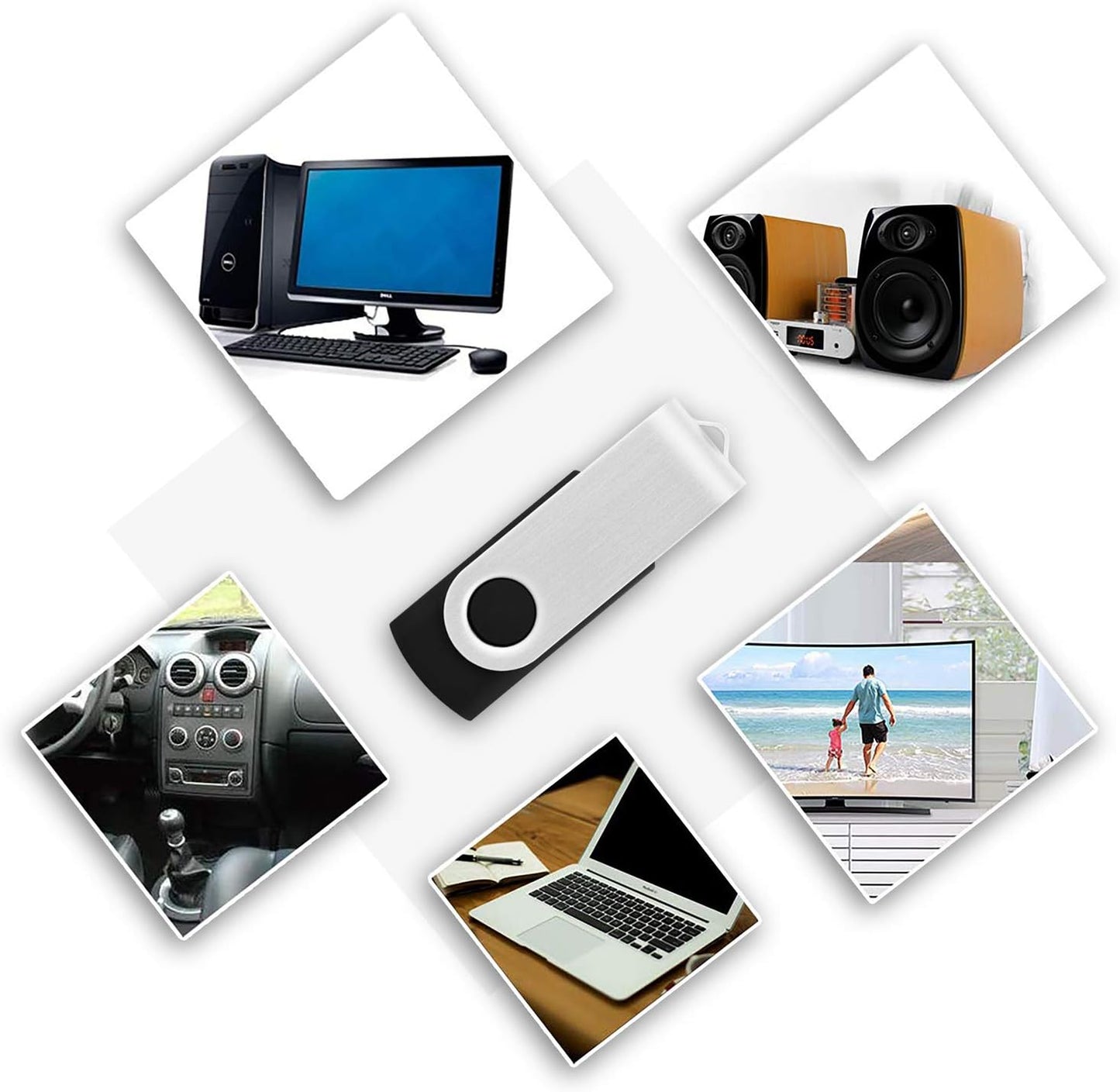 KOOTION 10PCS 2GB USB Flash Drives USB 2.0 Flash Drives Memory Stick Fold Storage Thumb Drive Pen Swivel Design Black