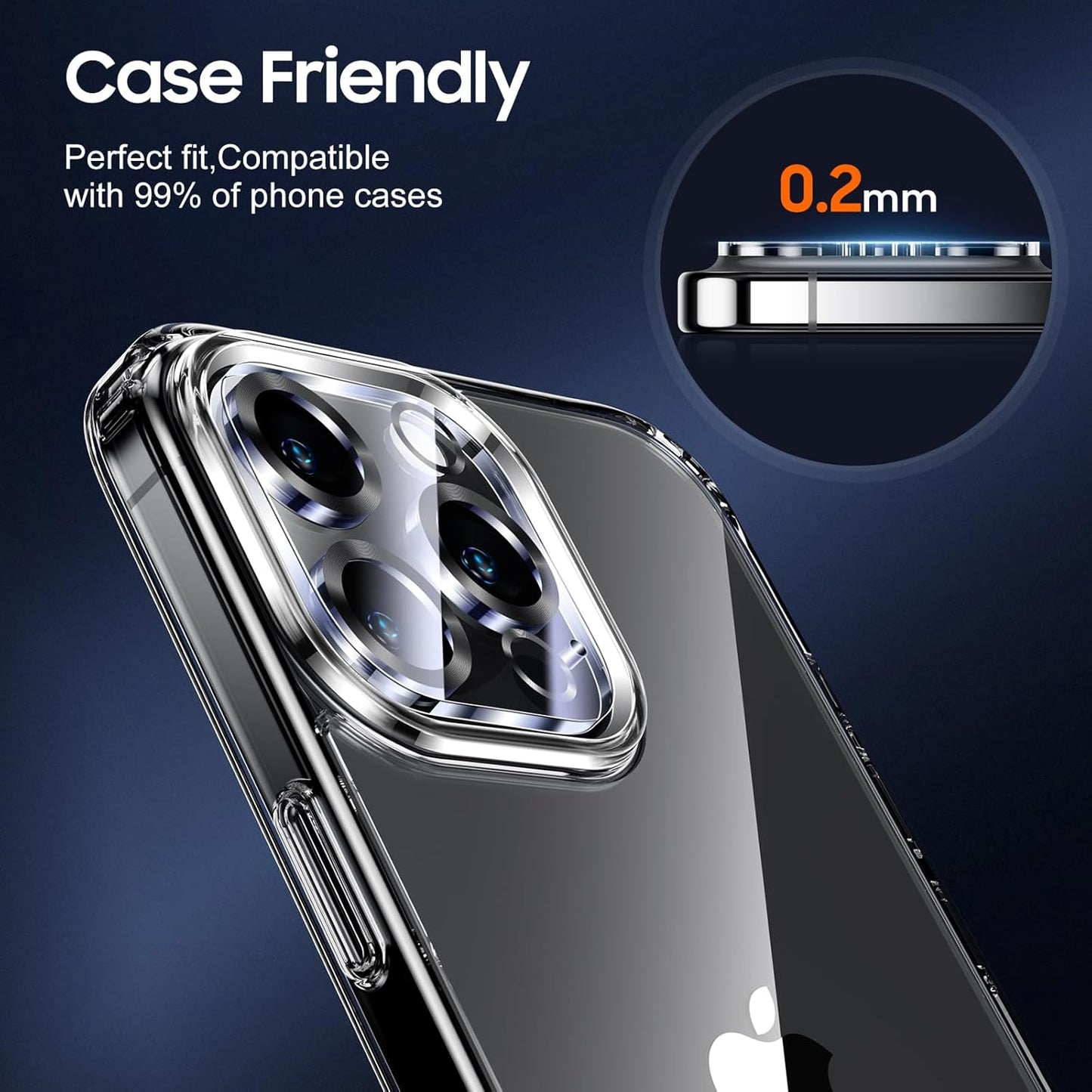 UniqueMe for 3 Pack iPhone 16 Pro/iPhone 16 Pro Max Camera Lens Protector - [Drop Protection] [Case Friendly] 9H Tempered Glass Camera Cover Screen [Update New Version] - Matte Black