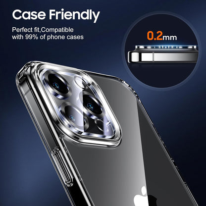 UniqueMe for 3 Pack iPhone 16 Pro/iPhone 16 Pro Max Camera Lens Protector - [Drop Protection] [Case Friendly] 9H Tempered Glass Camera Cover Screen [Update New Version] - Matte Black