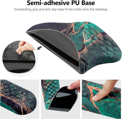 Mouse Pad Wrist Support, Laokiiy 2 in1 Keyboard Wrist Rest+ Ergonomic Mouse Pad, Non-Slip Wrist Rest for Computer Keyboard, Made Easy Typing & Relieve Wrist Pain（Green Gold Black Marble）