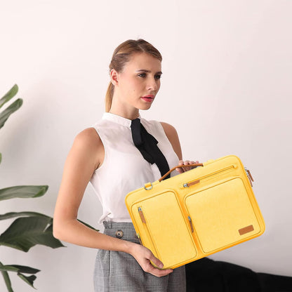 MOSISO 360 Protective Laptop Shoulder Bag,15-15.6 inch Computer Bags Compatible with MacBook Pro 16 inch, HP, Dell, Lenovo, Asus Notebook,Side Open Messenger Bag with 4 Zipper Pockets, Yellow