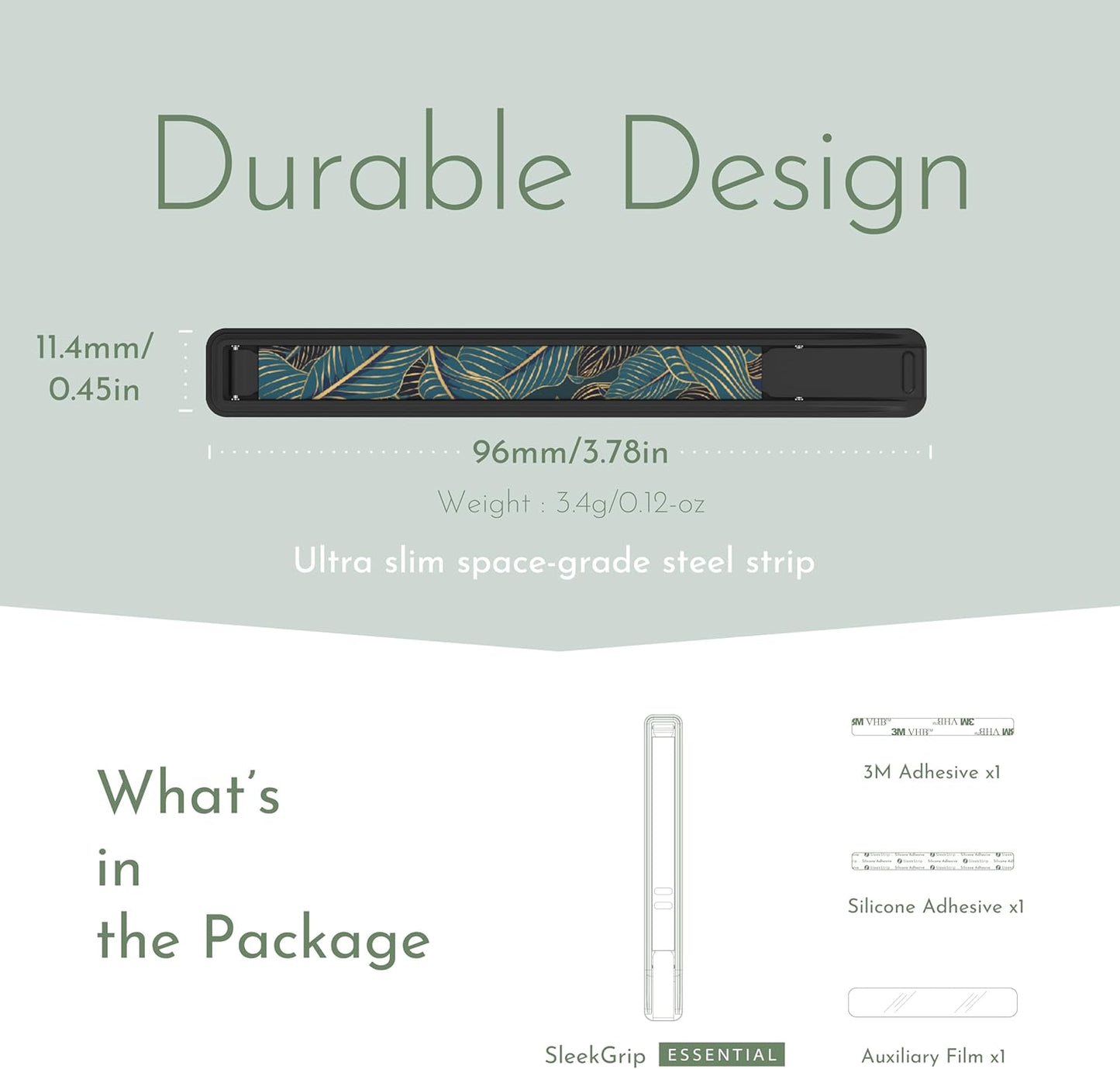 Phone Grip, Ultra Thin Cell Phone Grips Finger Holder Kickstand for Back of Phone, Loopy Case Swappable for Smartphones Wireless Chargers Car Mounts - SleekGrip Essential