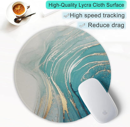 ITNRSIIET Round Mouse Pad with Stitched Edge Premium-Textured Waterproof Non-Slip Rubber Base Desktop Protection Mat Diameter 8.7 inches, Annual Ring Marbling