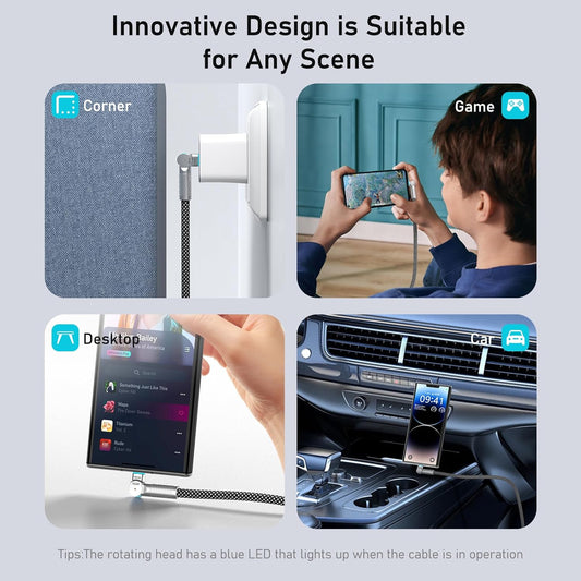 USB C to USB C Cable 6.6ft,240W 2-Pack Braided 180°Rotating Type C Charging CableFast Charge for iPhone 16/16Pro/16Plus/16ProMax,MacBook Air,iPad Pro,Pixel,Samsung Galaxy S23/S24 Ultra-Black