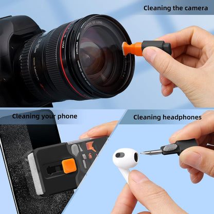 Ordilend Keyboard Cleaning Kit Laptop Cleaner, All-in-One Computer Camera Cleaning Kits Brush Tool, Multi-Function PC Electronic Cleaner for iPad iPhone Pro Earbuds Camera Monitor with Patent, Black
