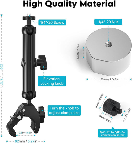 XLTTYWL 2025 Starlink Mini Pole Mount Kit, Aluminum Mini Starlink Tripod Adapter with 1/4"-20 & 3/8"-16 Thread and Adjustable Clamp Bracket for Star Link Mini Dishy RV, Camper, Roof Rack, Balcony