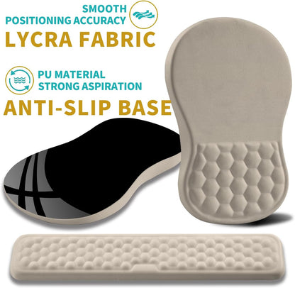 Hokafenle 2 in 1 Ergonomic Mouse Pad Wrist Support & Wrist Rest for Computer Keyboard Set, with Relieve Carpal Tunnel Pain Massage Bulge and Full Memory Gel Design (2In1 Set - Apricot)