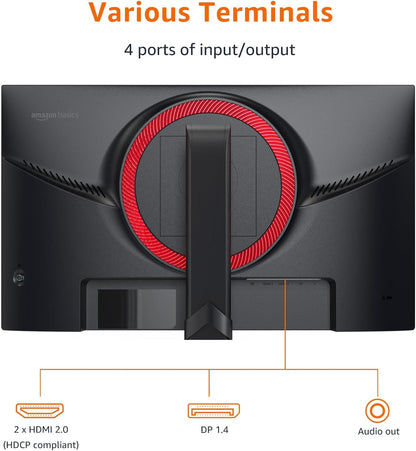 Amazon Basics 24 inch Gaming Monitor, FHD 1080P, 165Hz, VESA Compatible, Adaptive sync, 1ms Response, Black