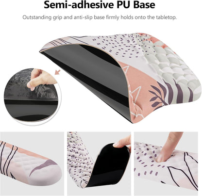 Mouse Pad Wrist Support, 2 in1 Keyboard Wrist Rest+ Ergonomic Mouse Pad, Non-Slip Wrist Rest for Computer Keyboard, Made Easy Typing & Relieve Wrist Pain（Leaf