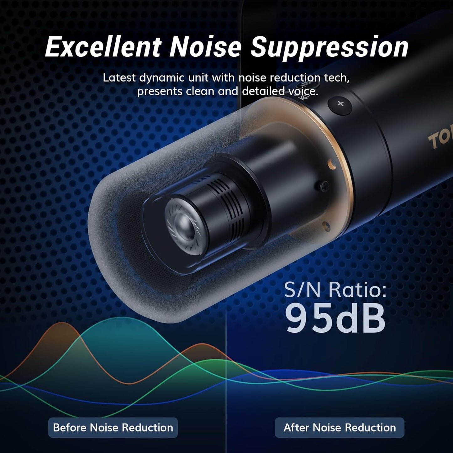 TONOR Dynamic Microphone, XLR/USB Microphone for Podcast, Recording, Streaming, Gaming, XLR Cardioid Studio Mic with Quick Mute, 3.5mm Headphone Jack, Volume Control, Mic with Boom Arm, White, TD510+