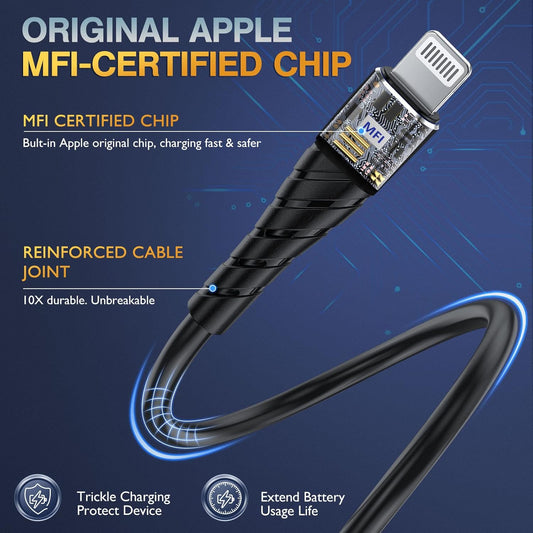 OIITH MFi Certified for iPhone Charger Cable 3 Pack 3 Ft, for Lightning Charging Cord, Fast 2.4A for iPhone USB Cord Compatible with iPhone12/11/XS/Max/XR/X/8/8P/7P/6/iPad - Orange