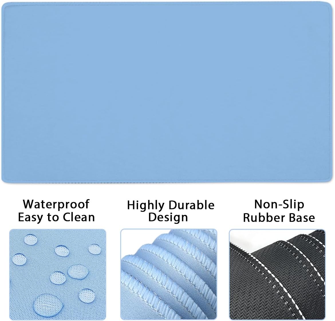 Large Keyboard Mouse Pad Set, Extended Mouse Pad+Keyboard Wrist Rest Support, Memory Foam Ergonomic Easy Typing, 4Pcs (35.4×15.14 in) Desk Pad Set for Home Office Study Game - Blue