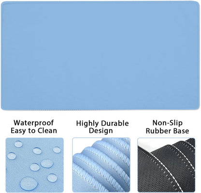 Large Keyboard Mouse Pad Set, Extended Mouse Pad+Keyboard Wrist Rest Support, Memory Foam Ergonomic Easy Typing, 4Pcs (35.4×15.14 in) Desk Pad Set for Home Office Study Game - Blue