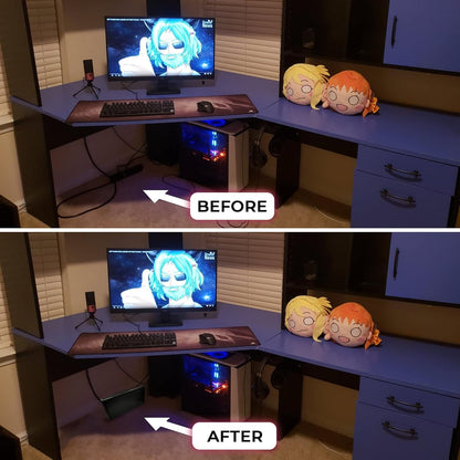 Cable Management Box Cord Organizer - The Cable Storage Box can Manage Hide Plugs Wires Power Strips USB Hub Router TV Computer Desk Cable for Home and Office Medium Black