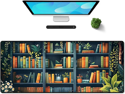 Galdas Gaming Mouse Pad XXL XL Large Long Extended Big Mousepad Non-Slip Rubber Keyboard Mouse Pad with Stitched Edges for Laptop Home Office (31.5x11.8x0.08 Inch) -Books