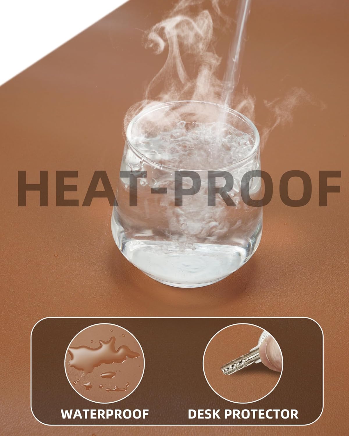 Leather Desk Mat, Mouse Pad,Office Desk Pad, Non-Slip PU Leather Desk Blotter mat,Laptop Desk Pad,Waterproof Desk Writing Pad for Office and Home (Brown,31.5" x 15.7")